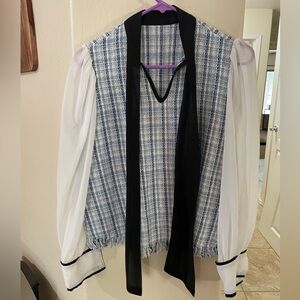 Bow Tie Distressed Blouse